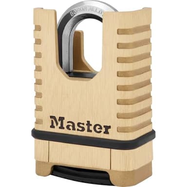 MASTER LOCK Cadenas en Laiton Massif Haute Sécurité [Anse Protégée][À Combinaison] M1177EURD - Anti-Rouille, Ultra Résistant et Imperméable