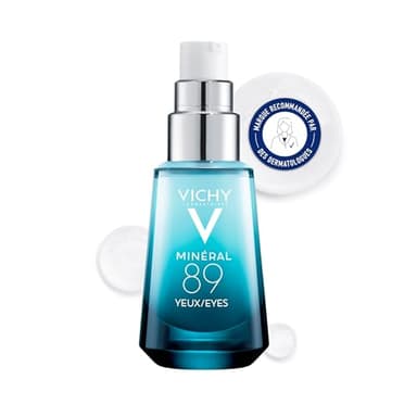 Vichy, Minéral 89, Soin Yeux, Fortifie & Répare, Enrichi en Acide Hyaluronique & Caféine, Pour Tous Types de Peau, 15 ml
