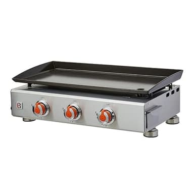 BRASERO - Plancha à gaz Alicia II Inox 3 feux Brasero - Surface cuisson 67 x 34 cm - 3 brûleurs - Plaque acier émaillée - Piezo intégré - Tiroir graisse - Jusqu'à 10 convives - 7,5 kW