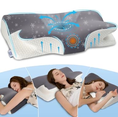 IDEA Oreiller Ergonomique Cervical, Oreiller Memoire Forme, Oreillers Orthopédique Cervicales de Sommeil pour Dormeurs sur Le Côté/Dos/Ventre, Pillows for Sleeping 65x40x12/13,6cm