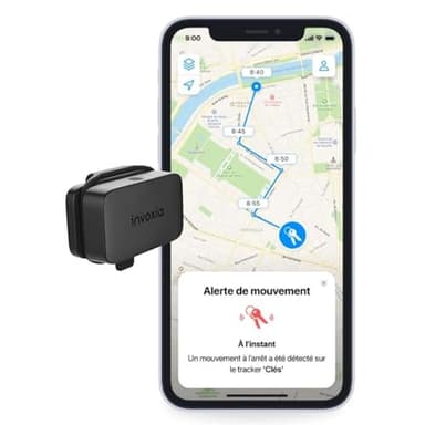 Invoxia Mini Tracker GPS - Traceur GPS étanche avec Alertes Antivol en Temps Réel- Jusqu’à 3 Mois d’Autonomie- Abonnement 1 Ans Inclus - Petit et Léger- Antivol Clé Bateau Matériel Photo