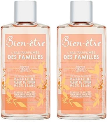 Bien-être - Eau Parfumée Des Familles Aux Notes Parfumées De Mandarine/Fleur De Coton Musc Blanc - 250 ml (Lot de 2)