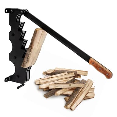 ECD Germany Fendeur de Bûches Manuel en Fonte Noir, avec Poignée en Bois, Couteau à Copeaux à Main, Fendeuse à Bois d'Allumage pour l'Extérieur, Hache de Fendage de Bûches Chauffage Outil pour Fendre
