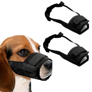 KEYRI 2 Pièces Muselière pour Chiens Muselière Souple Réglable pour Chiens Respirant Muselière en Nylon pour Chien Museliere Anti-Aboiements et Anti-Morsures Museau d'Entraînement (Noir, Grand)