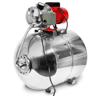 EBERTH Circuit d'eau Domestique 3600 L/h, 5 bar, 750W, Pompe avec Pressostat pour Automatisation, Hauteur d'Aspiration 9 m, Hauteur de Refoulement 40 m, Réservoir de Pression 100 L, Acier inoxydable