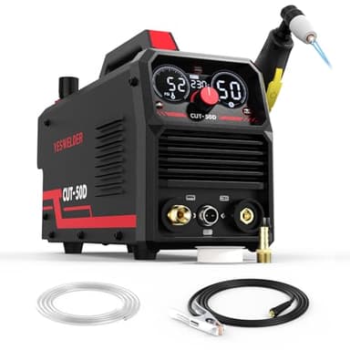 YESWELDER 50Amp Découpeur Plasma HF, Non Arc piloté, Grand écran Digital LED, Epaisseur de coupe max. 20mm, 230V Machine de Découpe Plasma