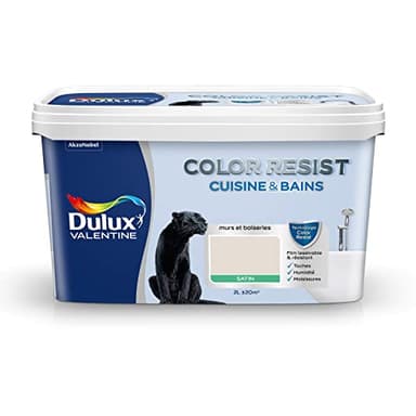 Dulux Valentine Color Resist - Peinture Intérieure Pièces Humides - Pour Murs, Plafonds, Boiseries - Lessivable et Résistante - Couleur : Lin Clair Satin - 2 L - 5262072