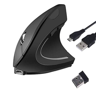 Souris sans Fil Rechargeable Ergonomique Verticale, Optique 2.4GHz 800/1200/1600dpi, 5 Boutons pour Pc Ordinateur Portable/Mac