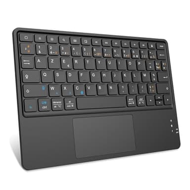 Fintie Clavier sans Fil 10 Pouces - [Pavé Tactile] Léger Ultra-Fin, Clavier Bluetooth AZERTY Français pour iPad, Android Tablette Samsung, Xiaomi/Redmi Pad, Huawei etc, Noir