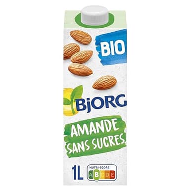 BJORG - Lait d'Amande Sans Sucre Ajouté - Lait Végétal Bio - Pauvre en Acides Gras Saturés - 1 L -