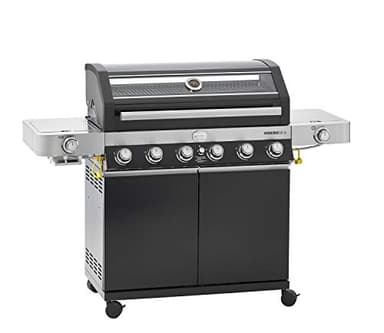 RÖSLE Unité de barbecue à gaz VIDERO G6-S, 30 mbar, gril avec 6 brûleurs en acier inoxydable, Prime Zone et brûleur latéral, tablettes latérales rabattables, VARIO+