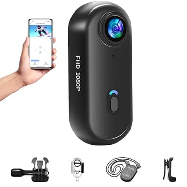Baobylon Nouvelle Version Mini Caméra Sport 1080P WiFi Camera de Poche pour Casque Camera Vlog Pieton Étanche jusqu'à 30M pour Les Passionnés d'Aventure Accessoires Multifonctions