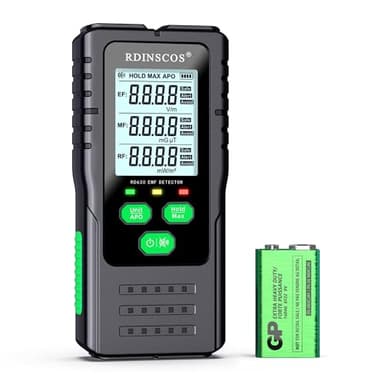 Détecteur de champs électromagnétiques numériques rechargeables - Détecteur de rayonnement électromagnétique portable - LCD - Excellent testeur pour inspections électromagnétiques à domicile, bureau,