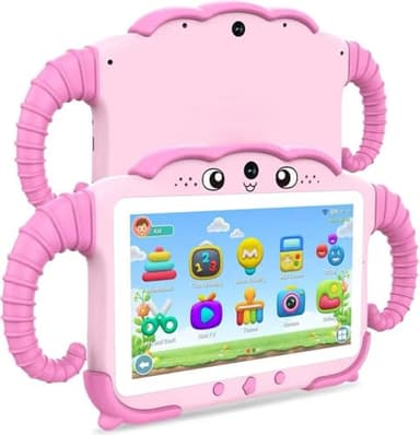 Tablette pour Enfant 7 Pouces Android Tablette Enfants avec WiFi Bluetooth ContrôLe Parental Logiciel Enfant Pré-Installé Quad Core 32Go ROM Tablette Tactile Educative Youtube Google Play (Rose)