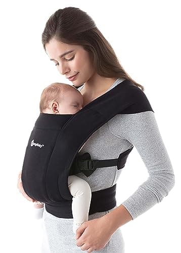 Ergobaby Embrace Porte Bebe Nouveau-ne Physiologique et Ergonomique Extremement Doux, Pure Black BCEMABLK