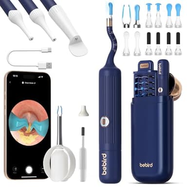 Bebird Otoscope Earsight Plus, Nettoyeur d'oreilles à oreillettes avec caméra HD 1920P ajustable, Otoscope avec lumière, Nettoyeur d'oreilles avec boîte portable pour adultes, enfants, iOS, Android