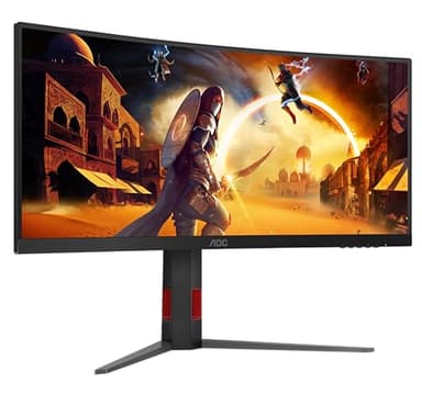 AOC Gaming CU34G4Z - Moniteur incurvé WQHD 34 Pouces, 240 Hz, FreeSync Prem., HDR400 (3440x1440, 1ms GtG, 2X HDMI 2.1, 1x DisplayPort 1.4, Hub USB) Noir-Rouge