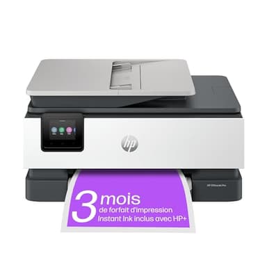 HP OfficeJet Pro 8122e, Imprimante Multifonction à Jet d'Encre A4 Couleur, Recto Verso Automatique, 20 ppm, Wi-Fi, 3 Mois d'Encre Instant Ink Inclus, Grise