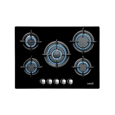 CATA L 7005 CI Table de Cuisson à Gaz 5 Brûleurs en Fonte Allumage Électronique Soupapes de Sécurité Préparé pour Le Gaz Naturel Puissance 10,9kW Couleur Noir 70 cm