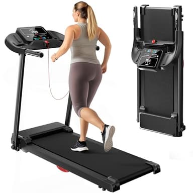 UMAY Tapis de Course Pliable 14km/h,Tapis Roulant Electrique Pliable 3.0HP/2200W avec Moniteur de Fréquence Cardiaque,APP et Haut-Parleur,Tapis de Marche Silencieux avec 12 Programmes d'entraînement