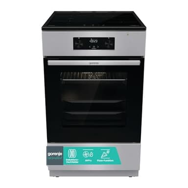Gorenje GEIT5C61SPG Cuisinière sur pied avec plaque à induction, 50 cm, 70 litres, argent, PerfectGrill, AirFry, FrozenBake, Pizza Mode 300°C, AquaClean, Made in Europe, inox