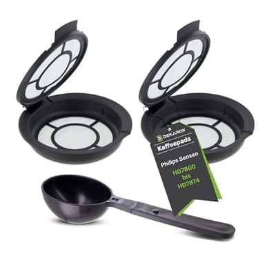 DEKAROX Lot de 2 dosettes de café - Filtre permanent à remplir - Pour Melitta 180424 - Avec cuillère à café en poudre - Pour toutes les machines à café Senseo HD7800 à HD7874