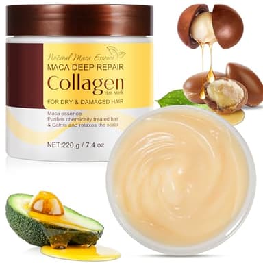 Collagen Hair Treatment, Masque Cheveux - Nourrit et Répare - Masque Nourrissant Avec Collagène, pour Nourrit, Répare les Cheveux Secs et Crépus, Répare et Hydrate Intensément-220g
