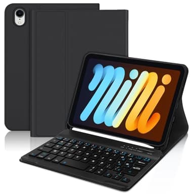 JADEMALL Étui Clavier pour iPad Mini 6 8.3" - AZERTY Clavier Détachable pour iPad Mini 6 8.3", Noir
