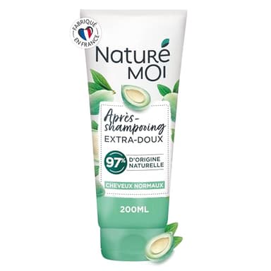 Naturé Moi - Après Shampooing Sans Sulfate Extra Doux - Démélant Cheveux Normaux , Douceur, Brillance - Amande Douce Bio - 97% d'Origine Naturelle - 200 ml - Fabriqué en France