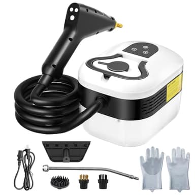 2500W Nettoyeur Vapeur avec Bouton Tactile Réglable, 1200ML Nettoyeur Vapeur a Main, avec 4 Têtes de Brosse Réglables sur 6 Niveaux, 15S Chauffage Rapide Steam Cleaner