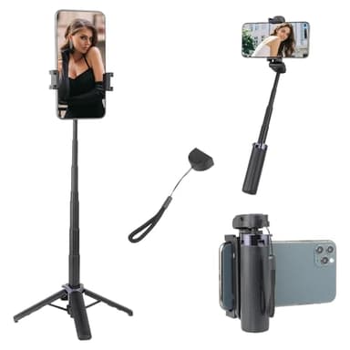 UTEBIT Perche à Selfie Bluetooth, 4 en 1 Mini Trépied Extensible Support pour Téléphone Portable avec Télécommande Amovible pour iPhone 16/15/14 Pro Plus Max, pour Samsung et Smatphones Android