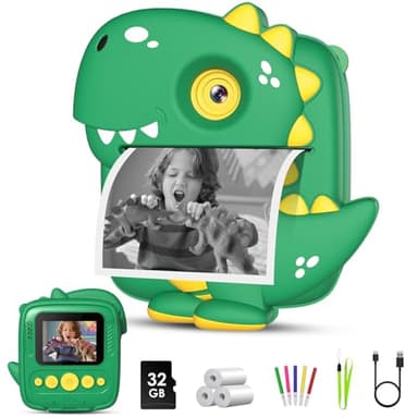 Gofunly Appareil Photo Instantané Enfant, 2.0 Pouces Appareils Photos Numériques Enfants avec Carte 32GB & Papier Photo, HD 1080P Camera Enfant, Noël Anniversaire Cadeau pour Filles Garçons 3-8 Ans