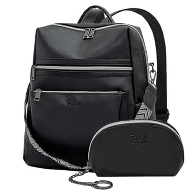 Sac à Dos Femme,PU Cuir Sac a Dos Loisir avec Multipoches,Imperméable Antivol Voyage Décontracté de Sac à Dos pour Travail, Scolaire Collège, Affaires