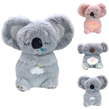 Loutre Qui Respire Peluche Koala Anti Stress Adulte Pour Adulte Peluche Lumineuse avec Musique Apaisante et Lumière Douce sur Le Ventre, Compagnon de Sommeil Anti-Stress Idéal pour Soulager l'Anxiété