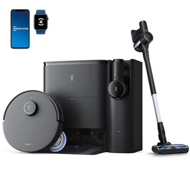 ECOVACS T30S Combo Complete Robot Aspirateur Laveur avec Station Tout-en-Un, Brosse ZeroTangle, Aspiration 11000 Pa, Auto-Levage et Nettoyage de Serpillière à 70℃, Nettoyage Adaptatif des Bords, Noir