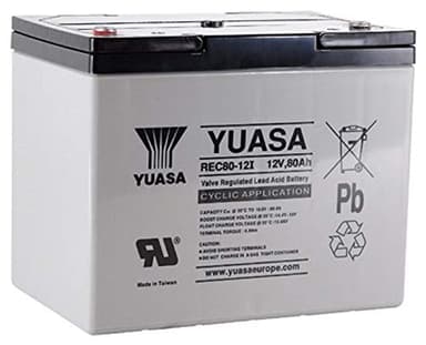 1 batterie au plomb AGM 12 V / 80 Ah Yuasa - REC80-12I - Compatible avec 60 Ah, 75 Ah, 77 Ah.