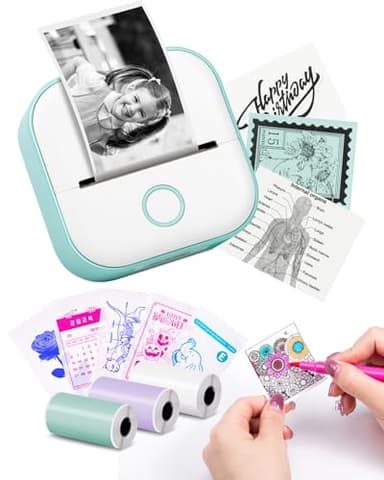 Memoking Mini Imprimante - Imprimante à Autocollants T02 Mini Thermique Imprimante Portable D'autocollants sans Encre Poche Bluetooth Imprimante pour Notes D'étude,Diagrammes Anatomiques,Photos