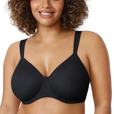 DELIMIRA Femme Soutien Gorge Minimiseur Grande Taille avec Armature Maintien Tasse Lisse Noir 95D