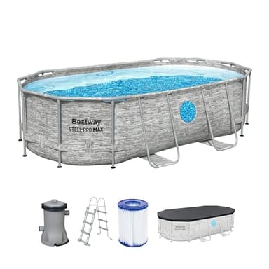 Bestway Steel Pro Max Splashview Kit Piscine Hors Sol - 427 cm x 250 cm x 100 cm - Gris