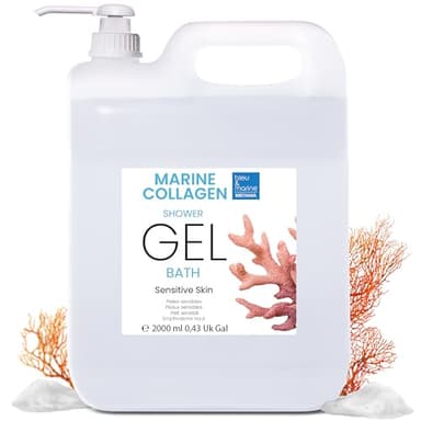 Gel Douche Collagène Triple Action : Nettoyant Visage, Corps et Cheveux. Effet Raffermissant et Anti-Âge. Soin pour Peaux Atopiques, Sensibles et Sèches - 2000 ml
