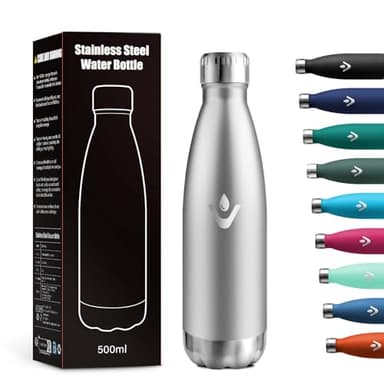 Gourde Isotherme 500ml, Bouteille Isotherme sans BPA, Étanche, Isolant sous Vide à Double Paroi, Gourde Inox Réutilisable pour Bureau, École, Sport, Yoga, Randonnée, Enfant, Adulte, Voyage, Outdoor