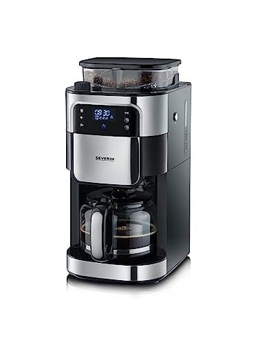 SEVERIN Cafetière Filtre Avec Broyeur, 1 000W, 1,4L, Jusqu'à 10 tasses, Sélecteur d'arôme, Ecran tactile, Inox Brossé/Noir,KA 4813, 43.50