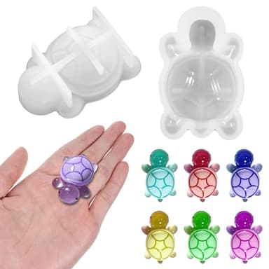 Mabor Lot de 2 mini moules en silicone en forme de tortue de mer 3D pour loisirs créatifs, maison de poupée, jardin, paysage, fournitures de décoration