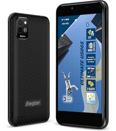 Energizer - Smartphone U506S - Pas Cher Débloqué 2GB RAM / 32GB ROM - Ecran 5" - 3000 mah Batterie - Caméra 5MP+QVGA arrière / 2MP Avant - Android 13 GO - Noir