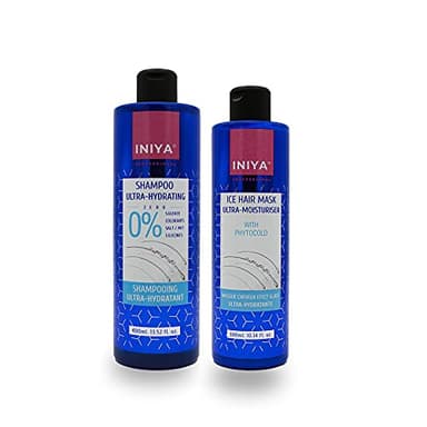 Shampooing & Soin Hydratant Sans Sulfate ni Silicone | Iniya Duo Kit Hydratation | Shampooing et Masque Lissage Brésilien - Tanin (400ml + 300ml)