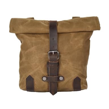SLAHAJ Motos Côté Cadre Sac Sacoche Latérale De Moto Vintage en Toile Imperméable À l'huile Et À La Cire Sac Moto(Khaki)