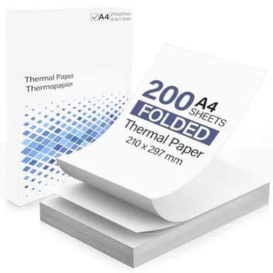 (200 Feuilles) Papier Thermique A4 Pliable, Papier Imprimante Thermique Recharge, Sans BPA, Séchage Rapide, Compatible Avec La Plupart des Imprimantes Thermiques A4 pour Fichiers, Photos, Notes