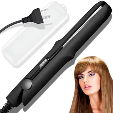 Retoo Mini Lisseur Cheveux Noir Voyage Compact, Plaques Céramique Chauffe Rapide, Coiffage Express, Long Câble, Lissage Boucles Retouches Nomade Quotidien Facile Léger