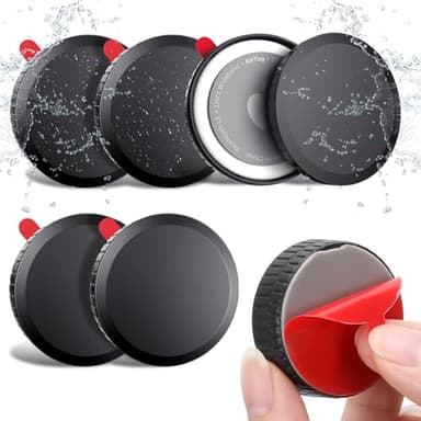 Oamwrae Lot de 6 Etui AirTag Étanche, Support AirTag avec Super Colle, Antichoc et Caché Protection Air Tag pour Vélo, Bagages, Drone, Noir