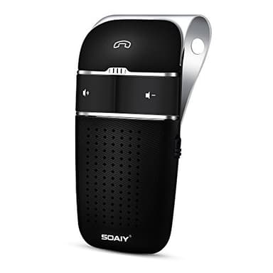 SOAIY® S-32 Bluetooth 4,0 Multipoint Mains-libres Kit-voiture Fixé au Pare-soleil avec Haut-parleur & Récepteur & Chargeur d'Allume-cigare & Trois Choix de Langue Compatible avec Toute Modèle de Smartphone